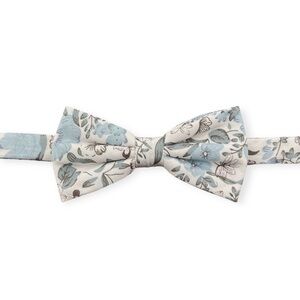 White w/ Pastel Blue Floral Pre-Tied Boys Bow Tie